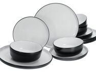 CreaTable Teller-Set Nordic Cool Black, Tellerset 12-tlg (12-tlg), 4 Personen, Steinzeug, Scandi-Style