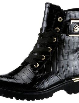Remonte Schnürstiefelette, Blockabsatz, Schnürboots im Kroko-Look, Innenreißverschluss