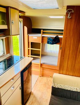 Wohnwagen zum Mieten/ Vermieten Bürstner - Stockbetten Etagenbetten Hochbetten - For Rent - CAMPING URLAUB ☀️ Wohnanhänger Camper Wohnmobil Fahrradträger Van Caravan Anhänger - Öpfingen