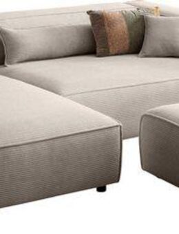 LeGer Home by Lena Gercke Ecksofa PIARA XXL, L-Form, Schlaffunktion, Cord, Leinenoptik o. Strukturstoff, Hocker stellbar zum Schlafsofa (Krokodilverbinder), tiefe Sitzfläche