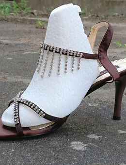 Gr. 40, High Heels Sandaletten, braun - GLITZER Strass - NEU - Bruchköbel