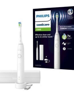 Philips Sonicare Elektrische Zahnbürste Series 5300, Aufsteckbürsten: 1 St., mit Andruckkontrolle, 2 Intensitätsstufen, inkl. Ladegerät, Reiseetui