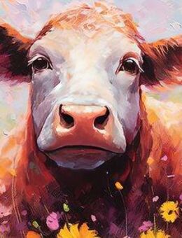 Bönninghoff Leinwandbild, Blumen, Blumenbilder, Kuh, Kuhbilder, Kühe, Tiere (1 St)