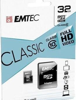 EMTEC microSDClass10 Classic Speicherkarte (32 GB, Class 10, 30 MB/s Lesegeschwindigkeit)