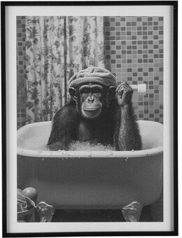 Creativ home Bild mit Rahmen Leinwandbild Affe in Badewanne, (1 St), mit Rahmen