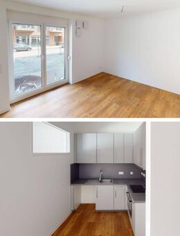 **ERSTBEZUG** Toll geschnittene 1-Zimmer-Wohnung mit TERRASSE und EBK im Neubauquartier 'Field 4' - Mannheim