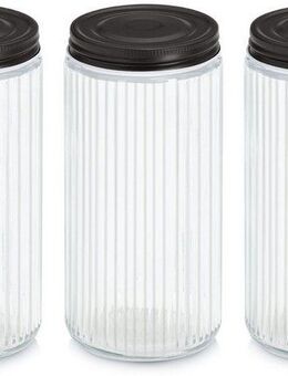 Zeller Present Vorratsglas mit Metalldeckel, 3-tlg., Glas, Metall, (Set, 3-tlg), luftdicht, schützt vor Feuchtigkeit, 950 ml