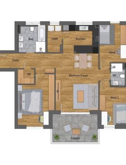 Großzügige und helle 4-Zimmerwohnung mit 2 Bädern in Tettnang-Zentrum - Tettnang