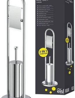 Eisl WC-Garnitur Toilettenpapierhalter stehend, Standgarnitur mit Toilettenbürste, WC Bürstengarnitur freistehend