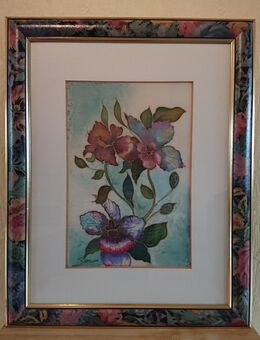 Bild Gemälde Seidenmalerei - Signatur – Holzrahmen 61x49 cm - Aachen Zentrum