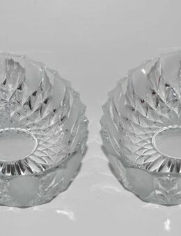2 Kristallglas-Schalen, Facetten, teilmatiert, oval - Münster