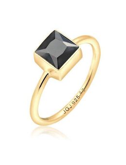 Elli Fingerring Elli Ring Bandring Viereck Geo Zirkonia 925 Silber vergoldet