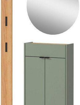 GERMANIA Garderoben-Set Ameca, (Set, 3-St), mit Mehrzweckschrank, Spiegel und Garderobenpaneel, geringe Tiefe