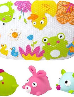 Knorrtoys® Badespielzeug Escabbo® Bademattenset, Entenspaß (4-tlg), mit drei Wasserspritzfiguren