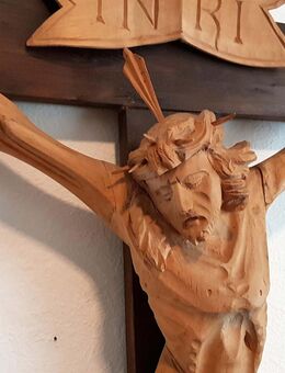 Altes Wand Kruzifix Kreuz Kloster Franken Holz geschnitzt 112cm Altar Kapelle - Nürnberg