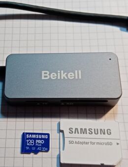 OTG USB 3.0 Typ C, Speicherkartenleser Beikell Dual, MicroSD & SD Laufwerke, Samsung PROPlus MicroSDXC 128GB, inklusive SD-Adapter, mit einer Datenübertragung von bis zu 160MB/s - Fürth