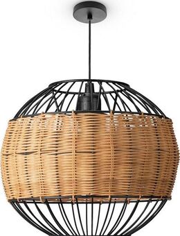 Paco Home Pendelleuchte PUGLO, ohne Leuchtmittel, Rattan Pendelleuchte Korb Lampe LED Rund Esstischlampe E27 Boho