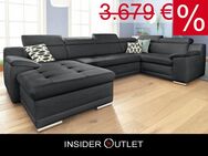 Wohnlandschaft inkl. Hocker ★ 336cm Kunstleder schwarz Andiamo - Köln