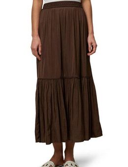 Zero Midirock Damen Satinrock mit Volants Volant