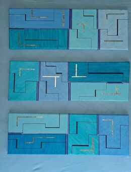 Acryl Komposition,Triptich, "Shades of Blue", Geometrische Abstraktion. - Sulz (Neckar)