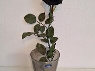 Kunstblume Schwarze Rose Dekoration Deko Rose in Glas Vase Gesamthöhe ca. 48cm - Essen