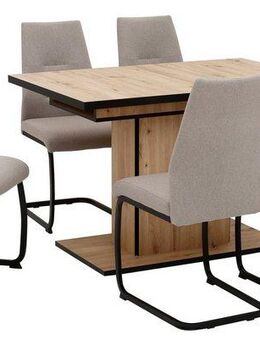 HELA Essgruppe Ariana, Esstisch mit 6 Stühlen, ausziehbarer Küchentisch, (Set, 7-tlg., 1 Tisch ausziehbar / 6 Stühle), Tisch 120-160cm, 6 Stühle mit hoher Belastbarkeit
