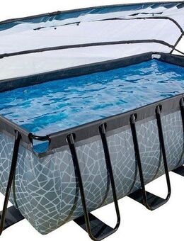 EXIT Framepool inkl. multifunktionaler Poolabdeckung & Wärmepumpe (Set, 5-tlg), BxLxH: 200x400x122 cm, mit Sandfilteranlage und Sicherheitsleiter