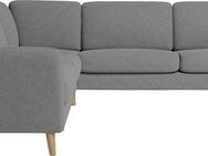 Home affaire Ecksofa MARSEILLE 278/278 cm, L-Form, Webstoff, Flachgewebe, Filzoptik, gleichschenklig, Massivholzbeine, Landhausstil, Wellenunterfederung