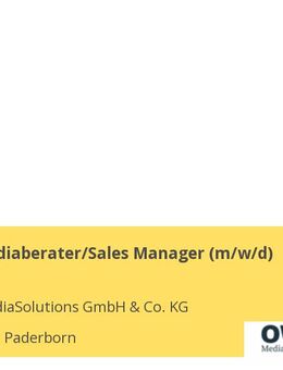 Junior - Mediaberater/Sales Manager (m/w/d) - Paderborn