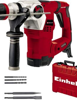 Einhell Bohrhammer TE-RH 32 4F Kit (1250 W, 5.0 Joule, 32 mm Bohrleistung in Beton, SDS-Plus, Anti-Vibrationsgriff, inkl. E-Box, 3 Bohrer, Spitzz- und Flachmeißel) - Wuppertal