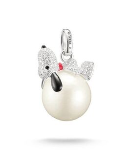THOMAS SABO Kettenanhänger THOMAS SABO x Peanuts Anhänger Snoopy auf Schneeball, mit Zirkonia (synth) und Perle (imitiert)