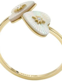 Fossil Fingerring Schmuck Geschenk Edelstahl Ring Radiant Love Heart, mit Glasstein - mit Perlmutt