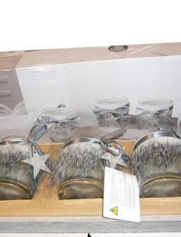 Glas Teelichtset auf Holztablett mit Henkel unbenutzt in OVP - Amberg