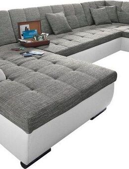 DOMO collection Wohnlandschaft Treviso incl. Zierkissen, moderne Steppung, XXL: B/T/H: 364/201/83 cm, wahlweise mit Bettfunktion, in vielen Bezugsarten auch in Cord U-Form