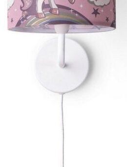 Paco Home Wandleuchte Cosmo 213, ohne Leuchtmittel, Kinderlampe Mit âˆ…18cm Einhorn Regenbogen Kabellänge 3m E14