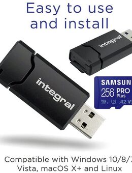 USB 3.1 Typ A, Speicherkartenleser integral MicroSD Laufwerk, Samsung PROPlus MicroSDXC 256GB, mit einer Datenübertragung von bis zu 160MB/s, inklusive SD-Adapter - Fürth