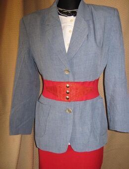 NEUw * Original 1980er VINTAGE * Waffelpikee * Karo * Kostüm * Anzug * Boyfriend * Blazer "MaXiMe" Gr. 38- 40/ S- M * jeans- blau * - Riedlingen