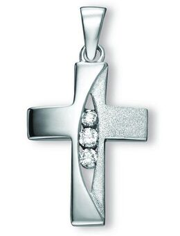 ONE ELEMENT Kettenanhänger Zirkonia Kreuz Anhänger aus 925 Silber, Damen Silber Schmuck