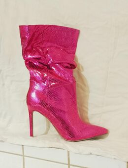 Gr. 41, sexy High Heels Stiefeletten, pink metallic, NEU - Bruchköbel