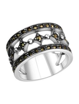 Zeeme Fingerring Silber 925 oxidiert mit 40x Markasit