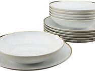 Guido Maria Kretschmer Home&Living Tafelservice GMK Teller Set, Geschirr-Set Godi (12-tlg), 6 Personen, Porzellan, Service, handgemalter Rand, 12 Teile, für 6 Personen