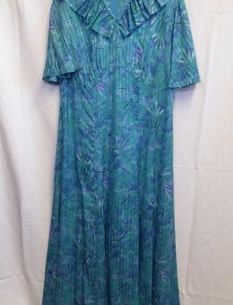 Kleid, blaugrün gemustert, Handarbeit, Gr. 44/46 (?) - Gütersloh