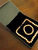 Korallenperlen-Schmuckset, Halskette und Armband - Halskette mit Magnetschließe, Vintage Style in 16831