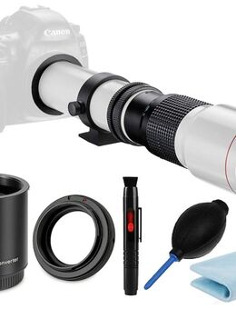 JINTU 500mm-1000mm f/8 Teleobjektiv für Canon EF Objektiv, Manuelles Teleobjektiv-Zoom Objektiv mit T-Ring für Canon EOS Rebel SL2 SL1 T8i T7 T6 4000D 2000D 850D 800D 90D 80D 77D 70D 5D 6D SLR - Taucha