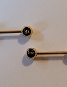 Brustwarzen Piercing " Fu.K - Me." Sexy 2er Set Farbe Gold - Uchte