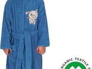Wörner Kinderbademantel Hund, Langform, Baumwoll-Webfrottier, Kapuze, Gürtel