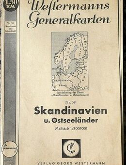 Westermanns Generalkarte Sandinavien und Ostseeländer Nr. 38 von 1940 - Niederfischbach