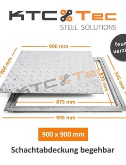 SA-90 Stahl Schachtabdeckung verzinkt begehbar 900 x 900 mm - Hiddenhausen