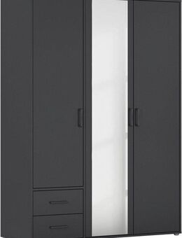 rauch Drehtürenschrank Kleiderschrank Schrank Garderobe Wäscheschrank VOYAGER (in 3 verschiedenen Ausstattungen BASIC/CLASSIC/PREMIUM) mit modernen Griffen in Graumetallic, inkl. Schubkästen und Spiegel