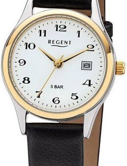 Regent Quarzuhr F834 - 7550.41.19, Armbanduhr, Damenuhr, Datum, Mineralglas, analog, Lederarmband